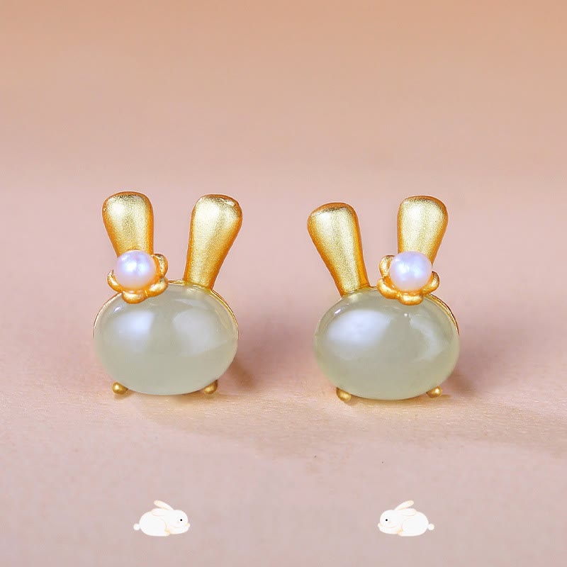 Ohrringe Hetian-Jade Hase Perle – Fülle