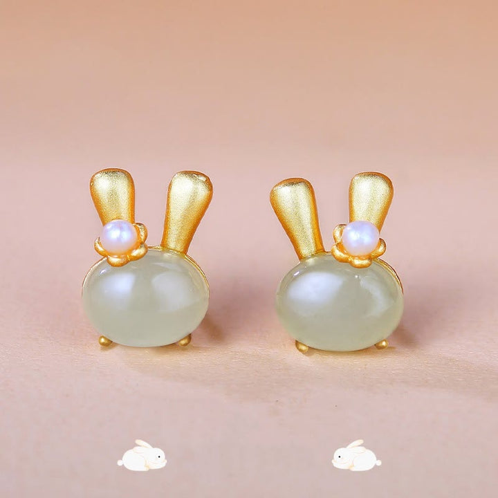 Ohrringe Hetian-Jade Hase Perle – Fülle