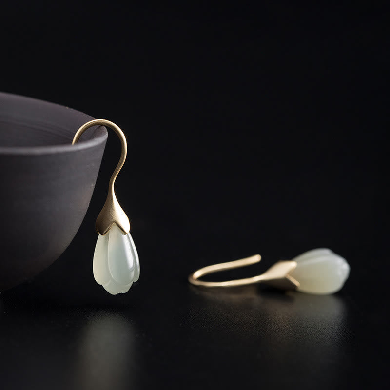 Ohrringe Hetian Jade Magnolie