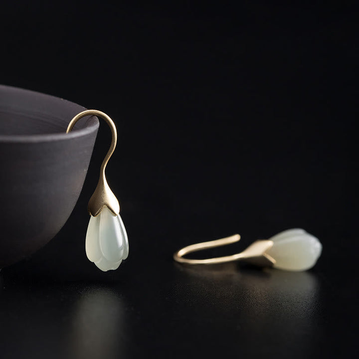 Ohrringe Hetian Jade Magnolie