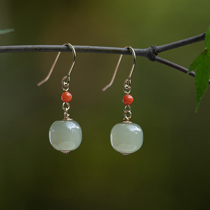 Ohrringe Hetian-Jade Roter Achat – Glück