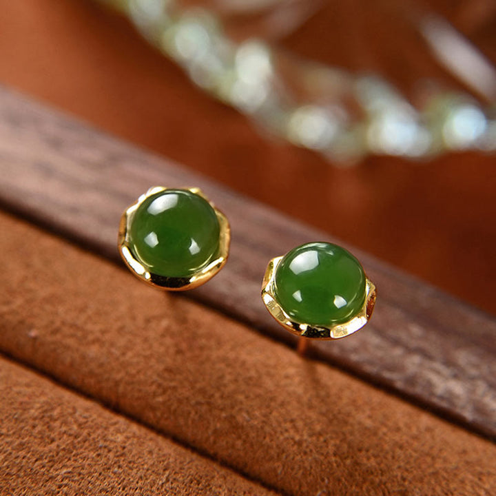 Ohrringe Hetian Jade Silber – Glück