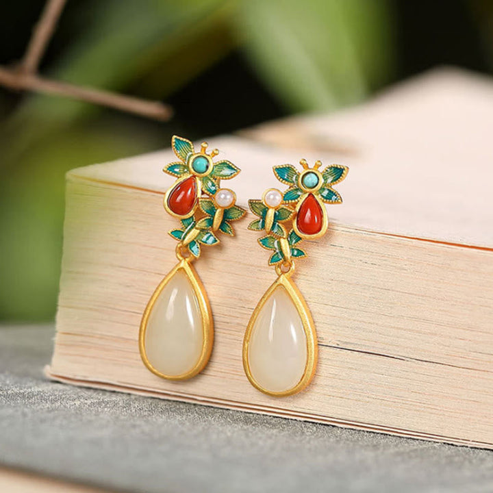 Ohrringe Jade Achat Schmetterling