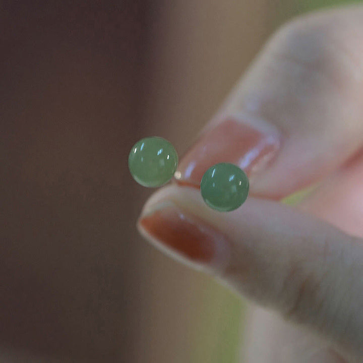 Ohrringe Jade Kugel – Glück 8MM-Cyan Jade(Prosperity♥Abundance)