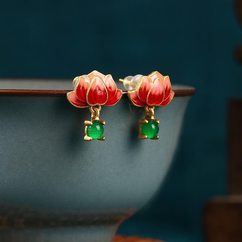 Ohrringe Jade Lotus Emaille – Neuanfang