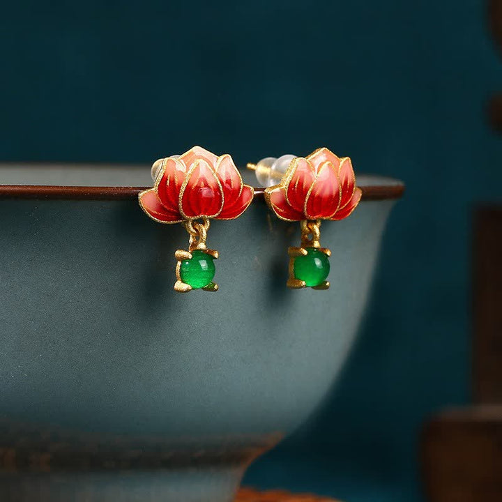 Ohrringe Jade Lotus Emaille – Neuanfang