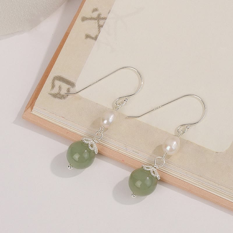 Ohrringe Jade und Perle – Weisheit