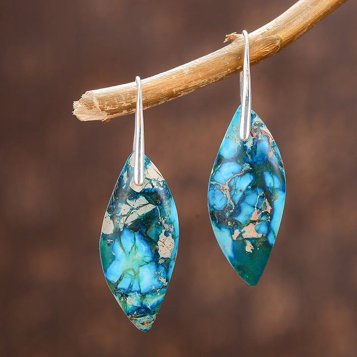 Ohrringe Kaiserstein Blatt Tropfen Blue Emperor Stone(Copper Posts)