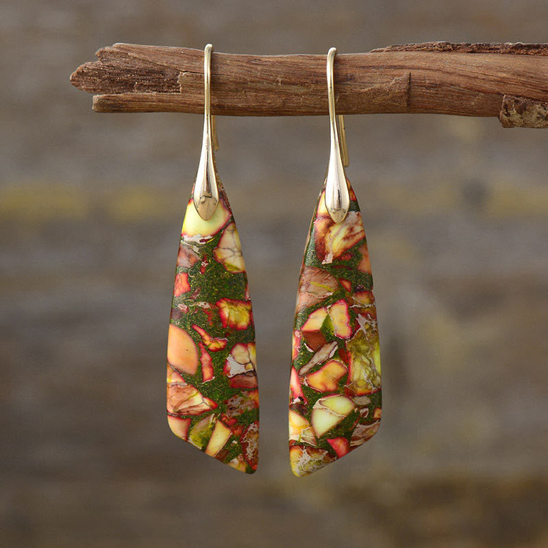Ohrringe Kaiserstein Geometrisch – Anti-Stress Yellow Emperor Stone(Copper Posts)-Golden
