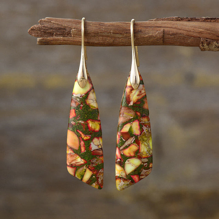 Ohrringe Kaiserstein Geometrisch – Anti-Stress Yellow Emperor Stone(Copper Posts)-Golden