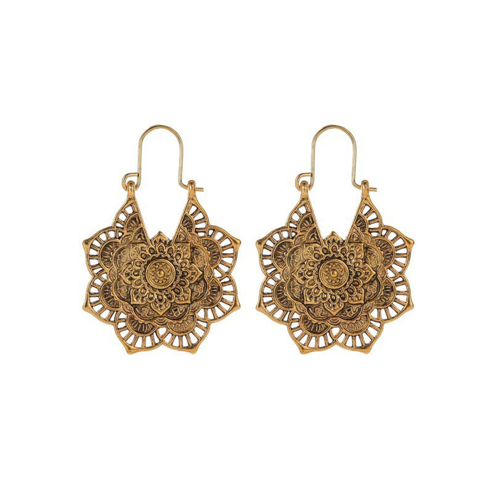 Ohrringe Kupfer Lotus Tibetisches Design Gold