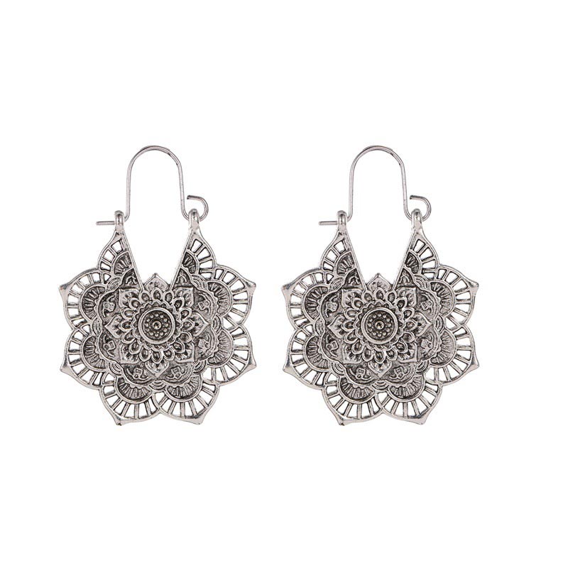 Ohrringe Kupfer Lotus Tibetisches Design Silver