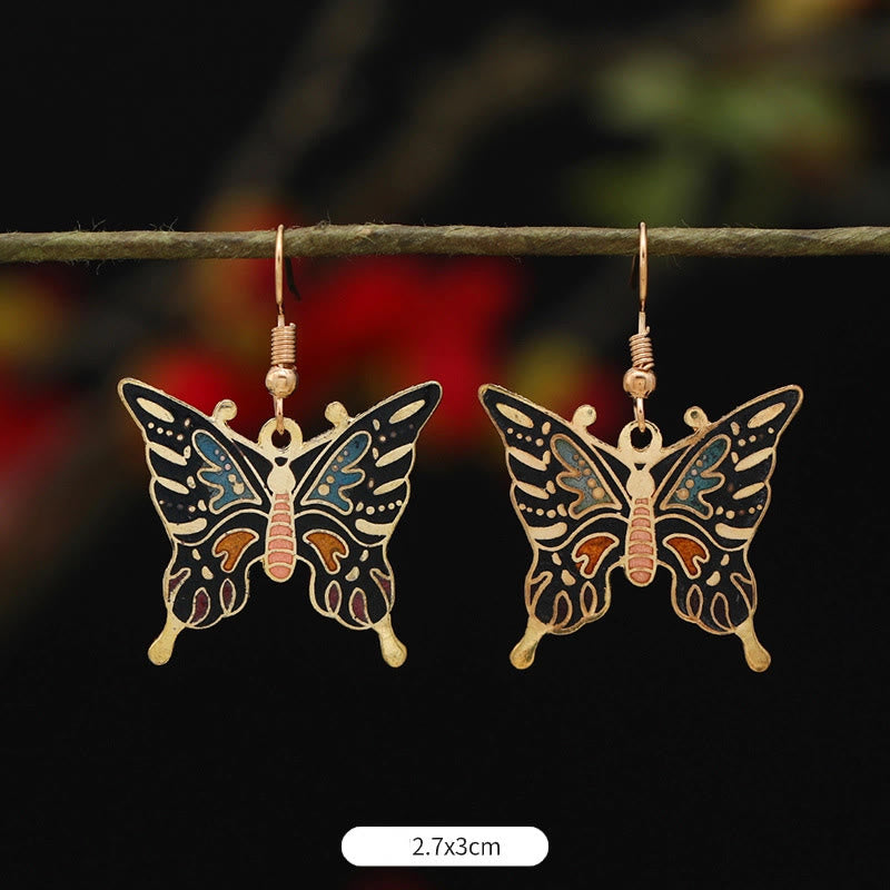 Ohrringe Lotus Schmetterling Blume Black Colored Butterfly 2.7*3cm