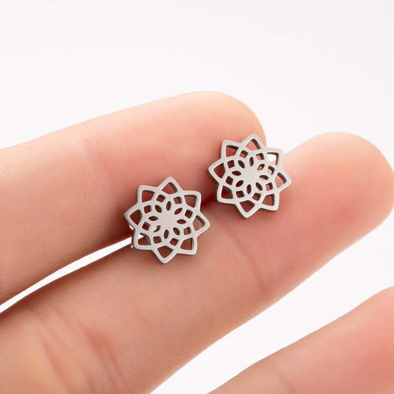 Ohrringe Lotus Tibetisch – Neubeginn Silver