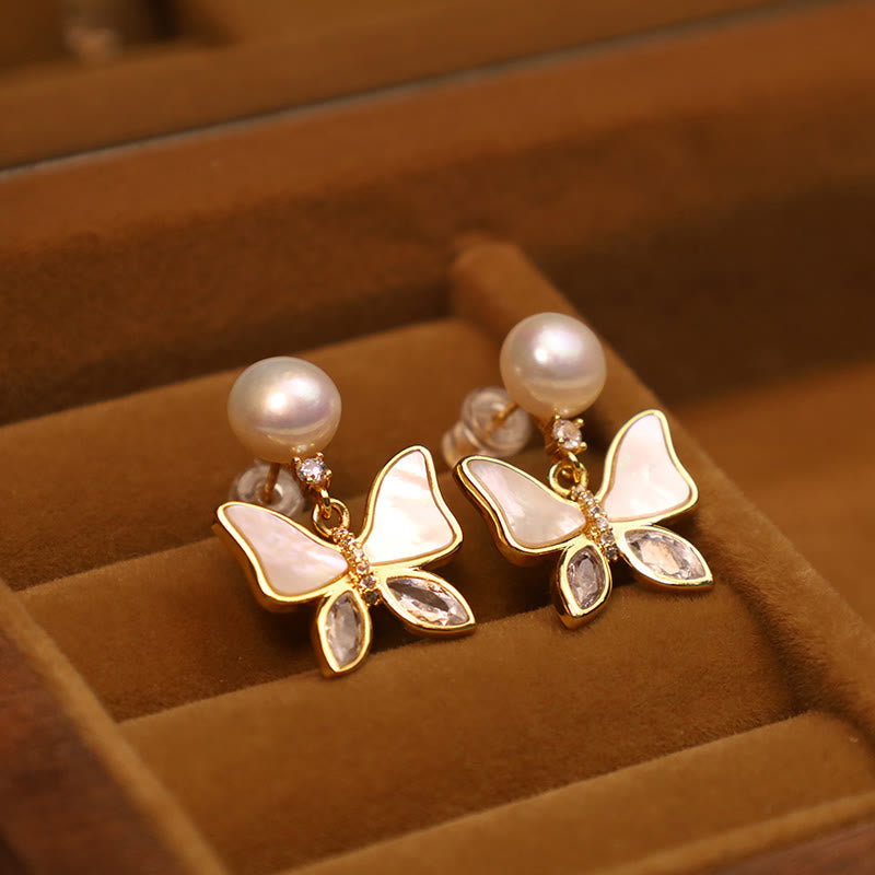 Ohrringe Perle Schmetterling Aufrichtigkeit Sea Shell