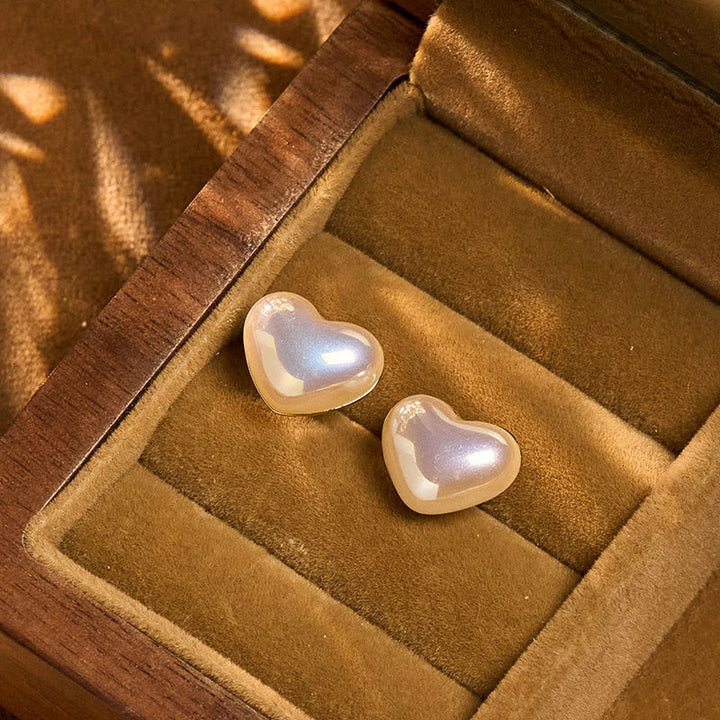Ohrringe Perlen Herz Retro 2*1.5cm Pearl(Copper Plated With Silver Posts)