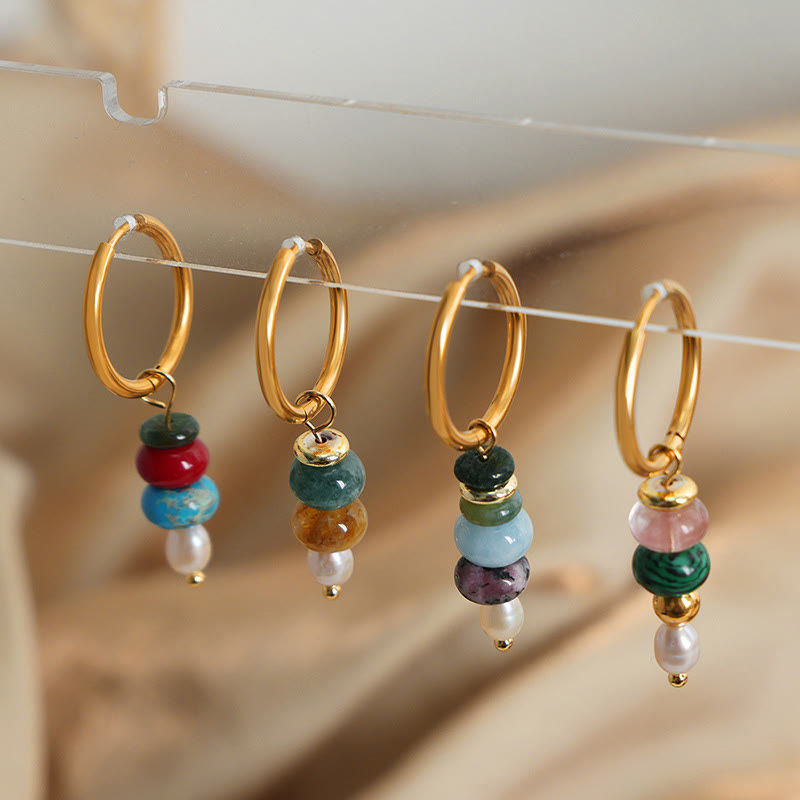 Ohrringe Roter Achat Perle Marnyi-Stein Gold Creolen Edelstein Boho Schmuck