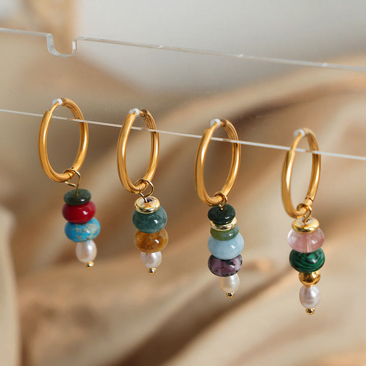 Ohrringe Roter Achat Perle Marnyi-Stein Gold Creolen Edelstein Boho Schmuck