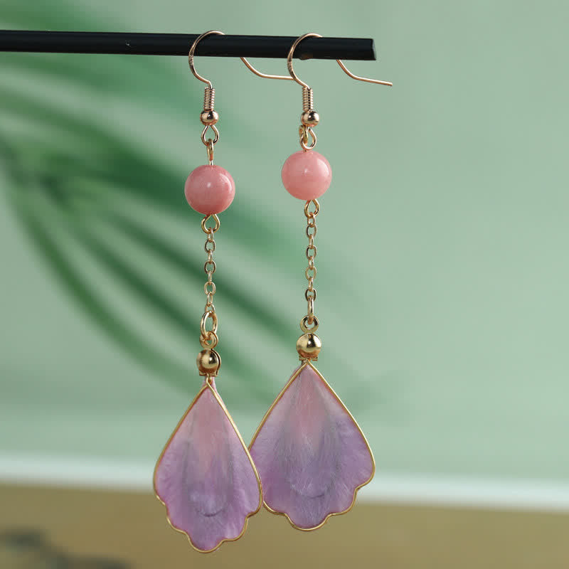 Ohrringe Seide Blütenblatt – Glück & Segen Pink Petal(Size: About 8.5*2cm)