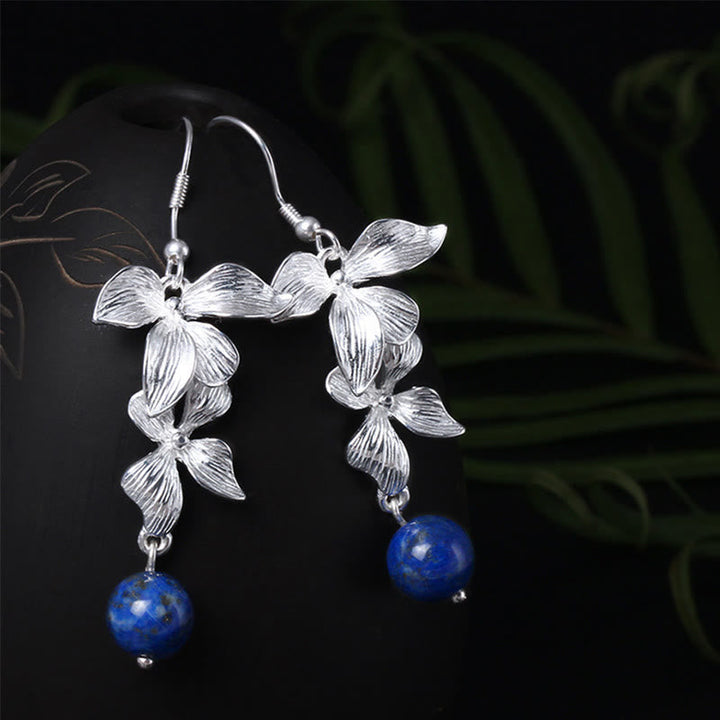 Ohrringe Silber Lapislazuli Blume