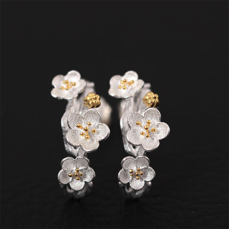 Ohrringe Silber Pflaumenblüte 925 Sterling Silver Plum Blossom