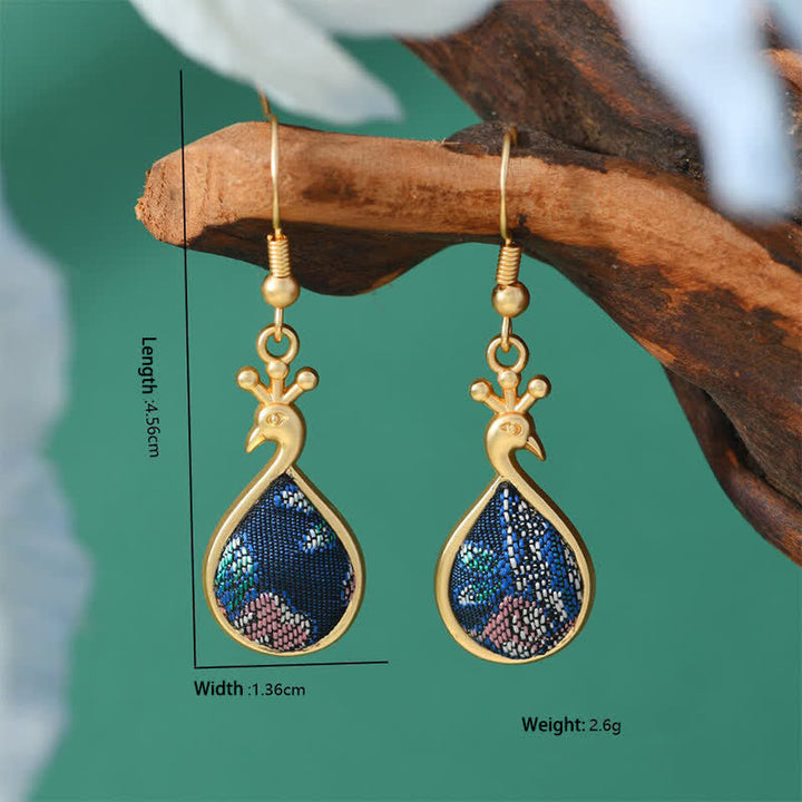 Ohrringe Song-Brokat Jade Blumen – Wohlstand Peacock-DarkBlue