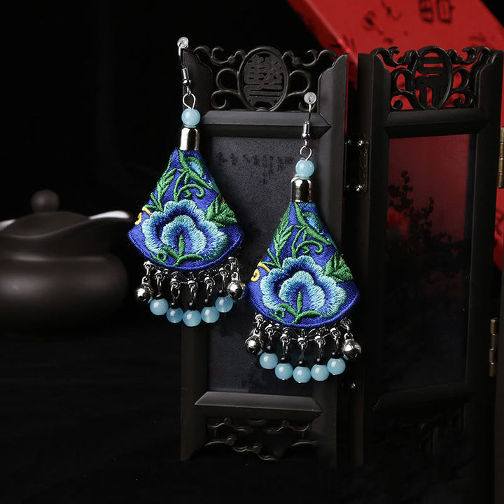 Ohrringe Stickerei Blume – Harmonie Blue & Blue Flower(Alloy Posts)