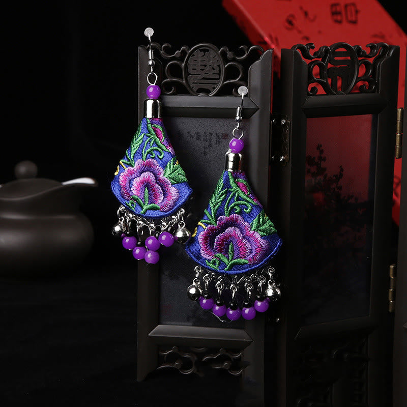 Ohrringe Stickerei Blume – Harmonie Blue & Purple Flower(Alloy Posts)