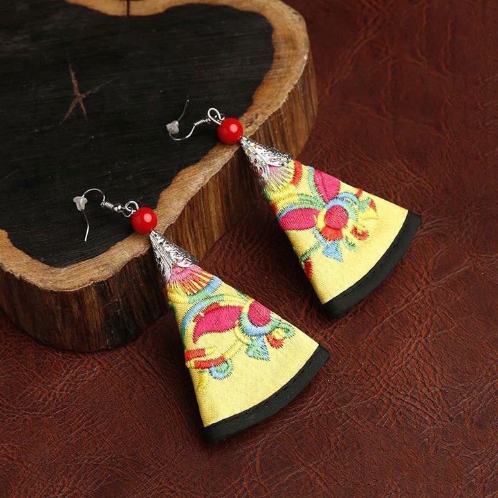 Ohrringe Stickerei Fächer Harmonie Yellow(Alloy Posts)