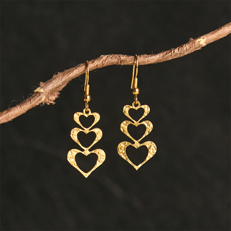 Ohrringe Titanstahl Hammerschlag Golden Heart Shape(Titanium Steel Posts)