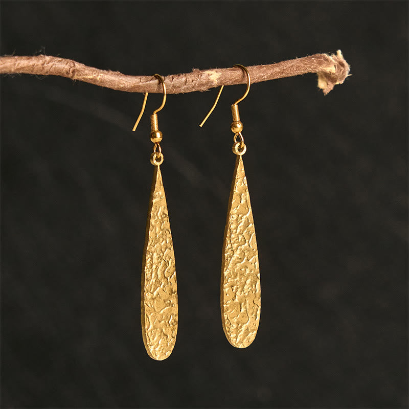 Ohrringe Titanstahl Hammerschlag Golden Teardrop Shape(Titanium Steel Posts)