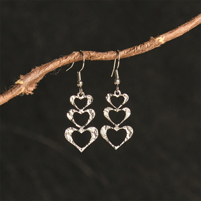 Ohrringe Titanstahl Hammerschlag Silvery Heart Shape(Titanium Steel Posts)