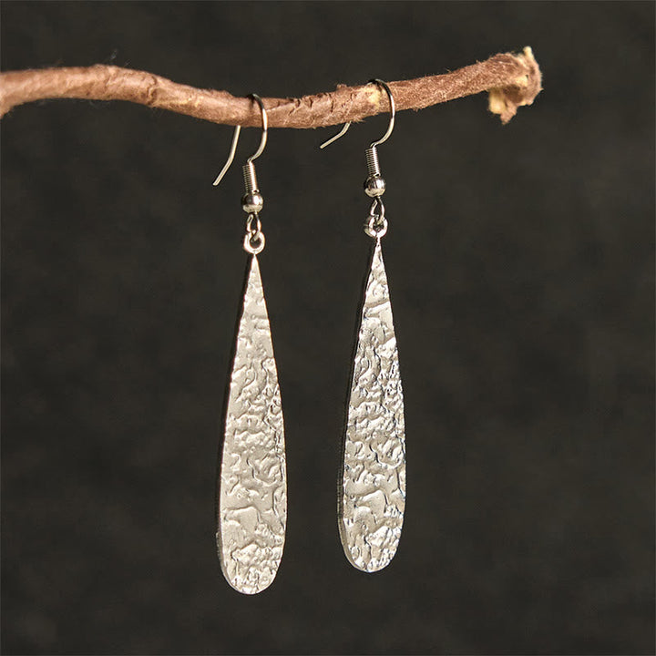 Ohrringe Titanstahl Hammerschlag Silvery Teardrop Shape(Titanium Steel Posts)
