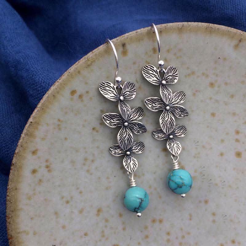 Ohrringe Türkis Lapis Blume – Schutz & Ruhe