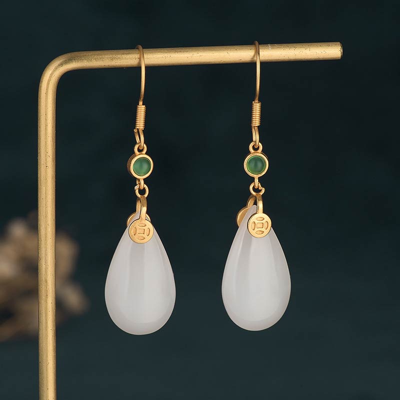 Ohrringe Weiße Jade – Glück 5