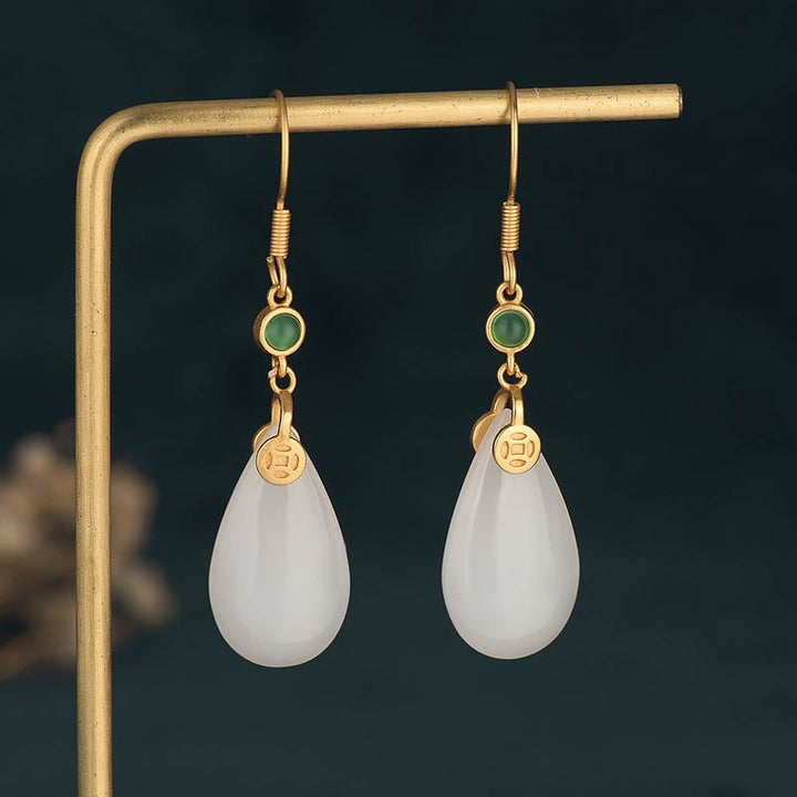 Ohrringe Weiße Jade – Glück 5