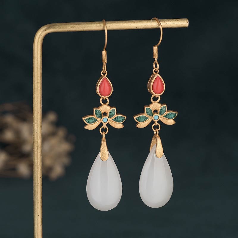 Ohrringe Weiße Jade – Glück