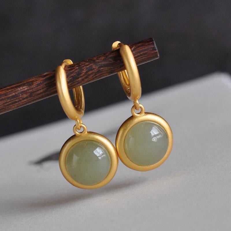 Ohrringe Weißer Jade Achat – Wohlstand Jade(925 Sterling Silver Posts)
