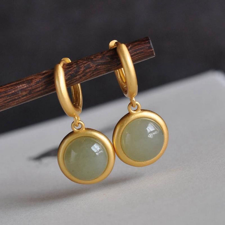 Ohrringe Weißer Jade Achat – Wohlstand Jade(925 Sterling Silver Posts)