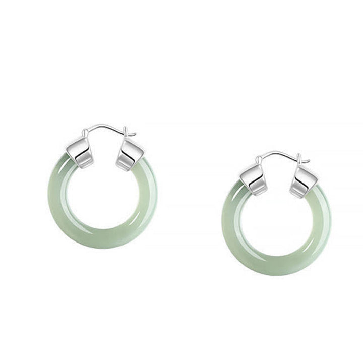 Ohrringe Weißer Jade – Wohlstand Silver