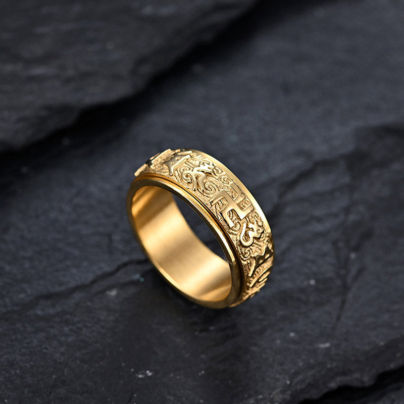 Titanstahl Ring Om Mani Padme Hum Gravur Balance und Ruhe