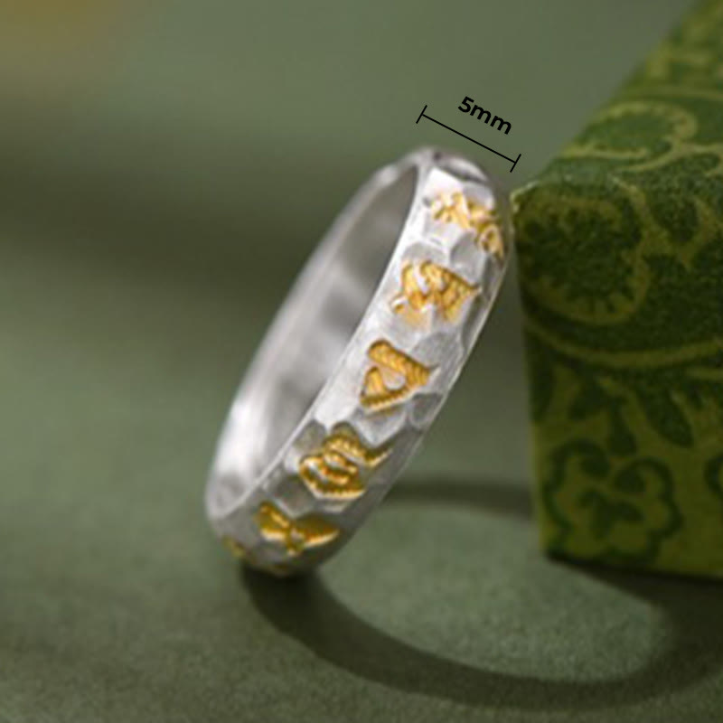 Ring 925 Silber mit goldenen Om Symbolen Balance Spiritual