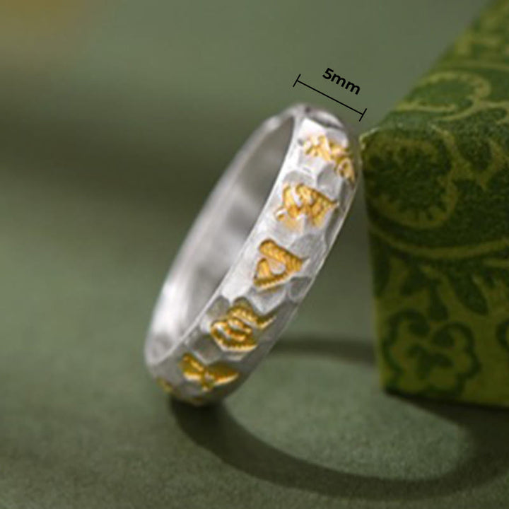 Ring 925 Silber mit goldenen Om Symbolen Balance Spiritual
