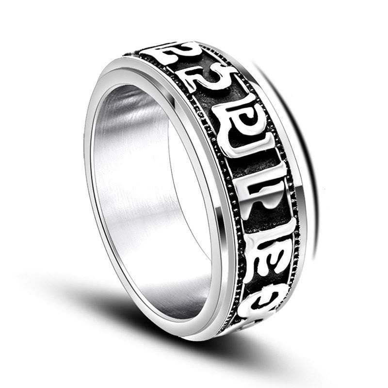 Om Mani Padme Hum Ring Titanstahl für Balance und spirituelle Harmonie