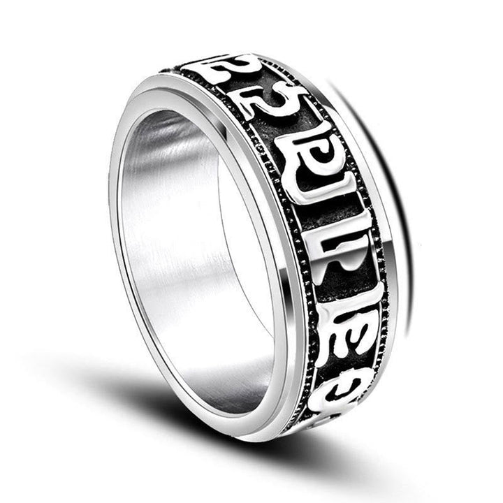 Om Mani Padme Hum Ring Titanstahl für Balance und spirituelle Harmonie
