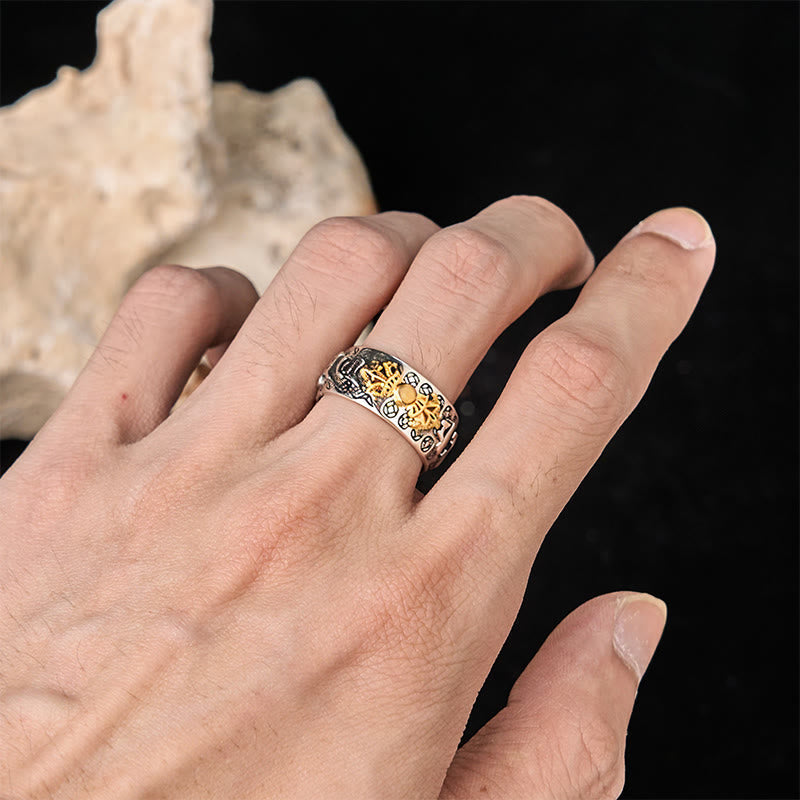 Kupfer Ring Vajra Om Mani Padme Hum Balance getragen Hand Fingerring