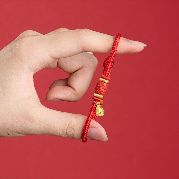 Rotes Armband mit Kupfer Om Mani Padme Hum Perle Glück Energie