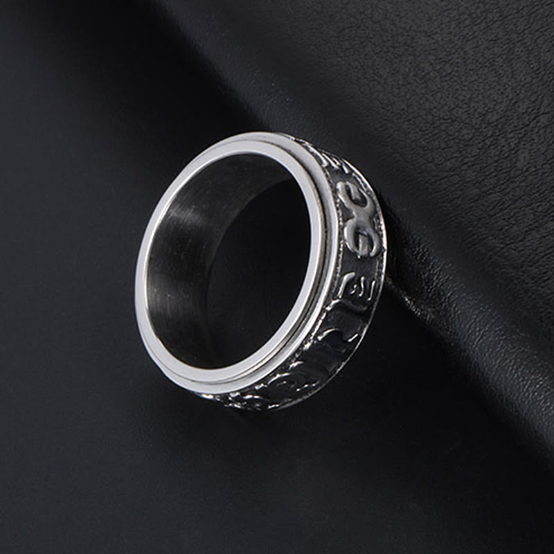 Titanstahl Ring Om Mani Padme Hum Balance Meditation spirituelle Kraft