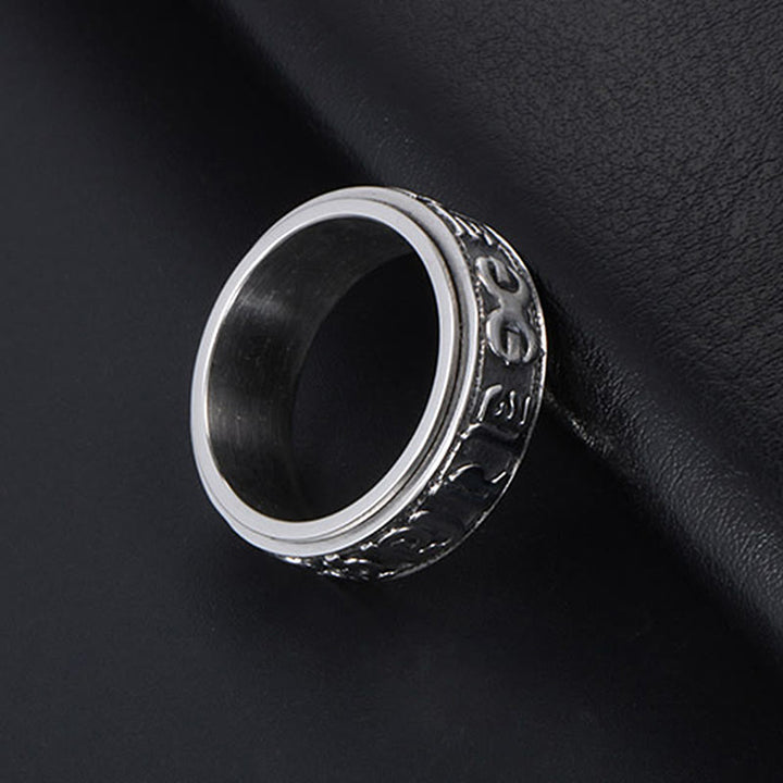 Titanstahl Ring Om Mani Padme Hum Balance Meditation spirituelle Kraft