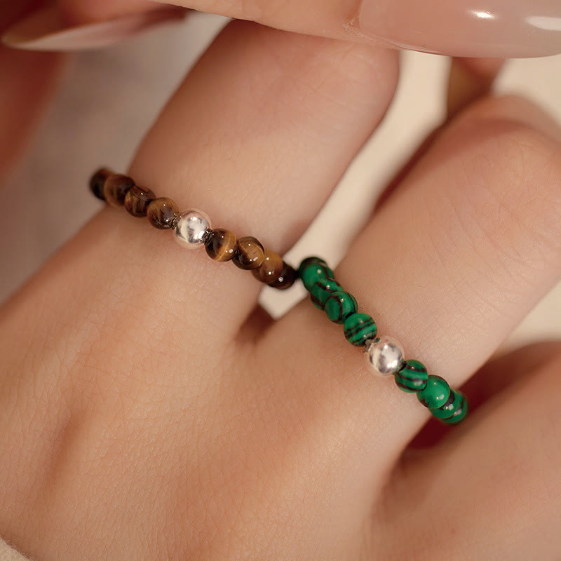 Ring 925 Silber Jade Onyx Perlen getragen Schutz Glück Segen